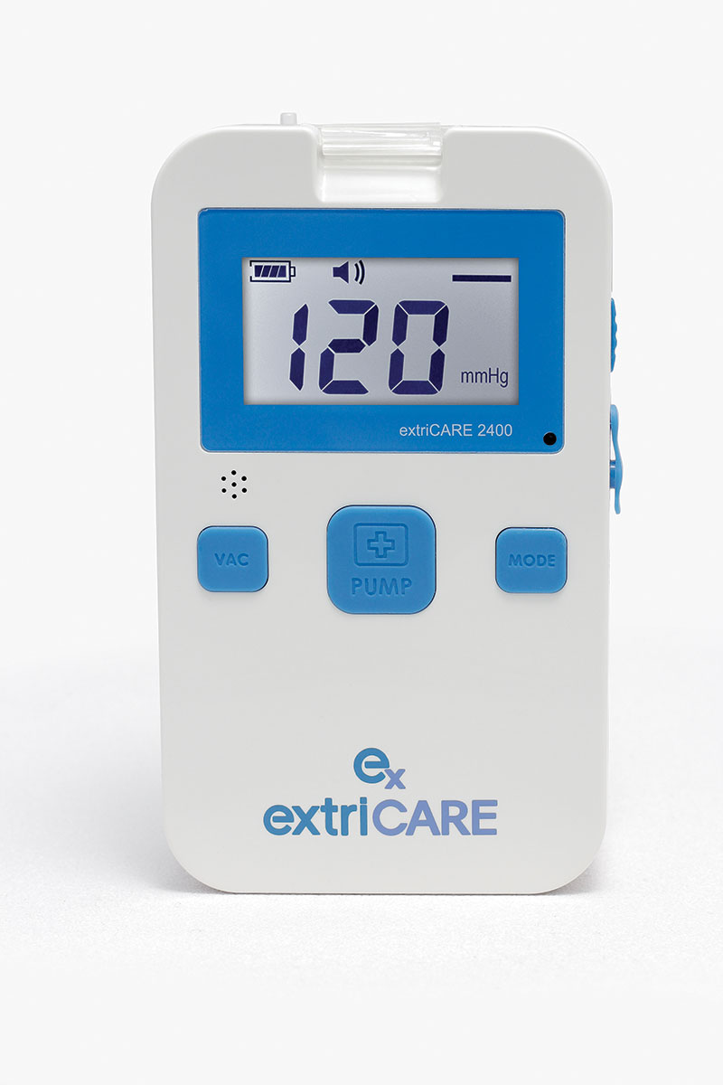 Negative pressure wound therapy pump, canister and dressing application photo