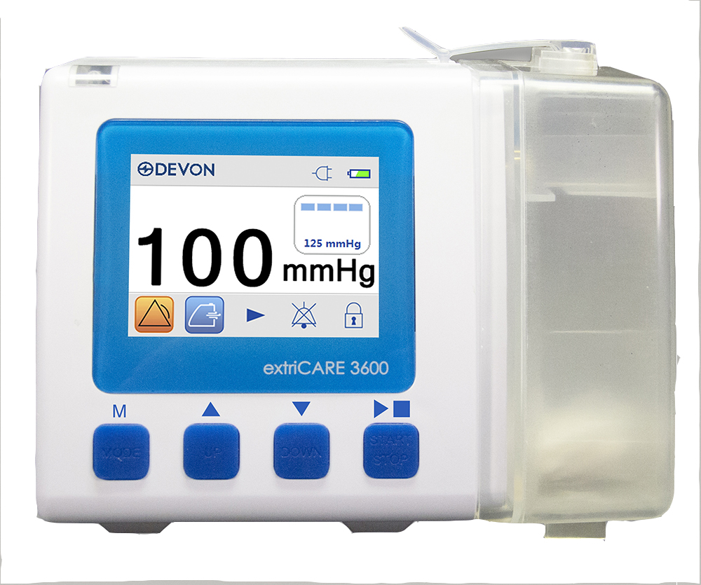 Negative pressure wound therapy pump, canister and dressing application photo