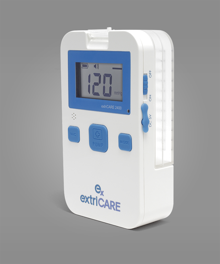 Negative pressure wound therapy pump, canister and dressing application photo