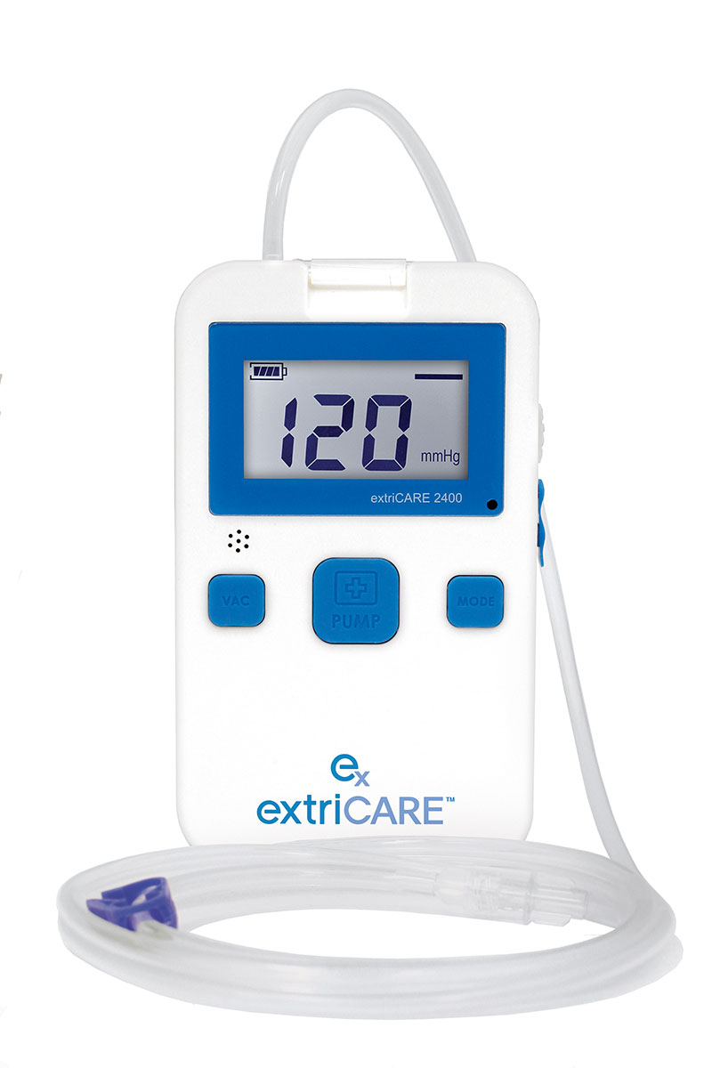 Negative pressure wound therapy pump, canister and dressing application photo