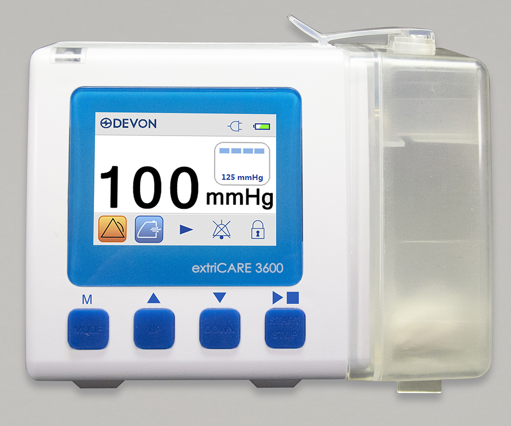 Negative pressure wound therapy pump, canister and dressing application photo